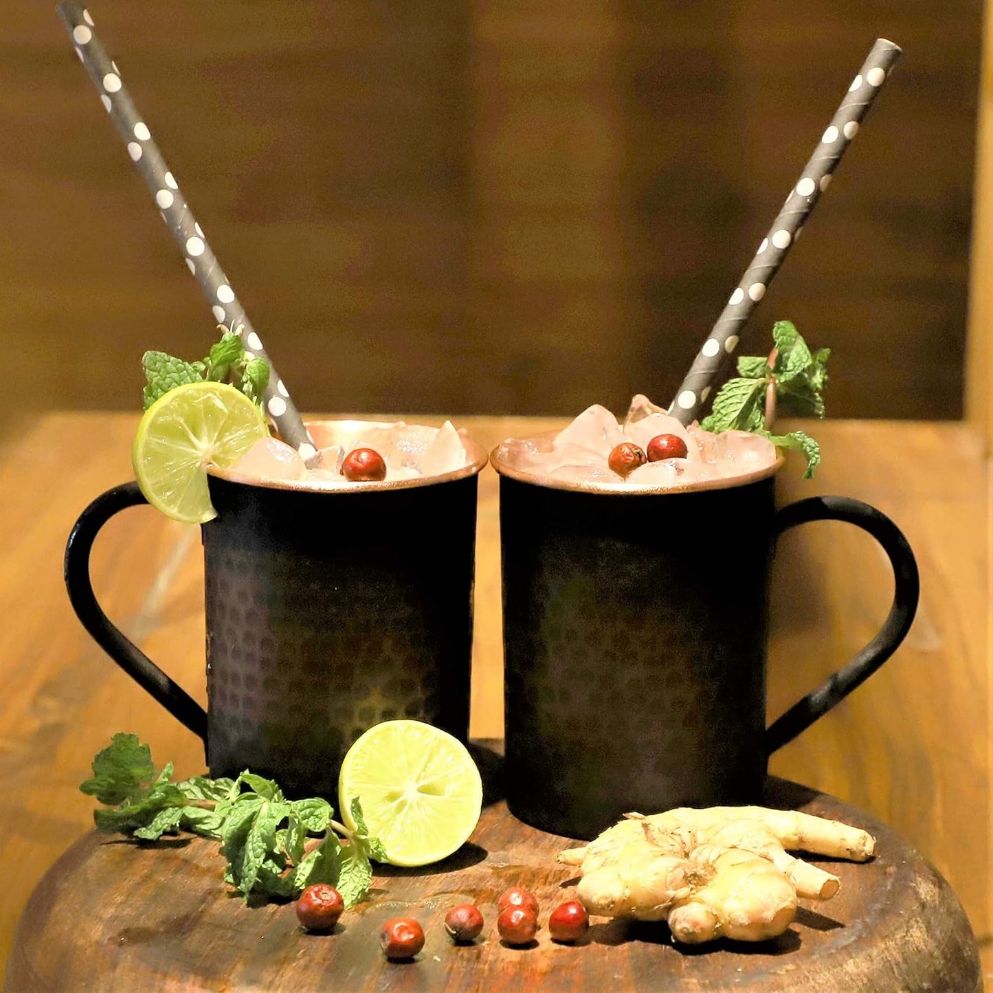 16 Oz Moscow Mule Mugs - Genuine Copper Cups for Drinking Water Gifts for Him Her on Anniversary - Hammered Real Solid Copper Cup Mug Set of 2