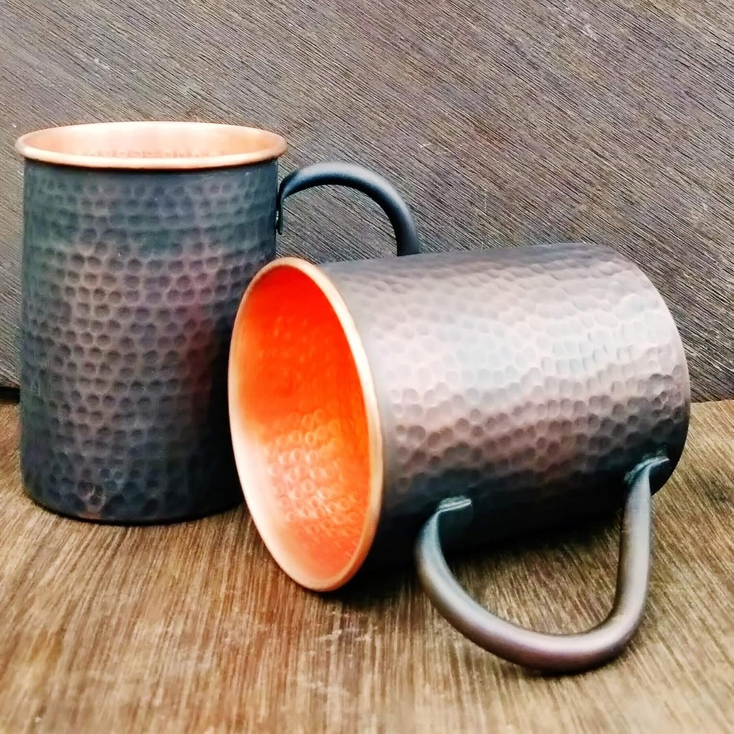 16 Oz Moscow Mule Mugs - Genuine Copper Cups for Drinking Water Gifts for Him Her on Anniversary - Hammered Real Solid Copper Cup Mug Set of 2