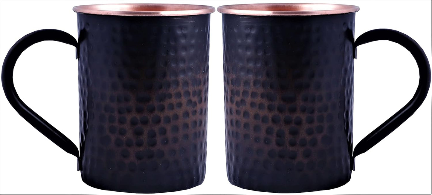 16 Oz Moscow Mule Mugs - Genuine Copper Cups for Drinking Water Gifts for Him Her on Anniversary - Hammered Real Solid Copper Cup Mug Set of 2