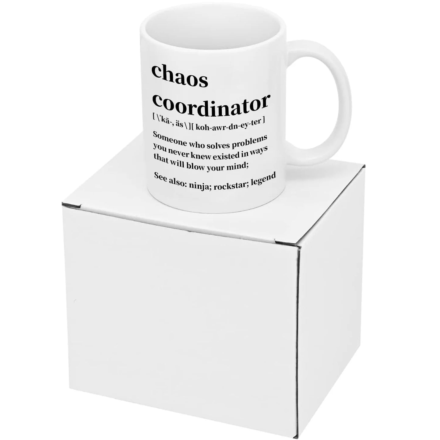 Chaos Coordinator Mugs Gifts, Office Coordinator Mugs, Office Gifts for Coworkers, Boss Mugs, Christmas Birthday Gifts, White 11 Fl Oz Coffee Mugs Ceramic Mugs