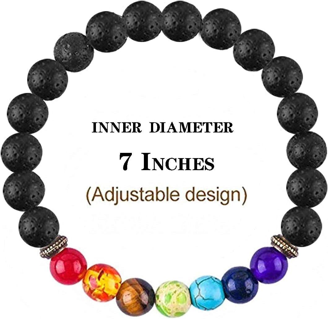 2-14 Pcs Men Women 8Mm Lava Rock 7 Chakra Aromatherapy Essential Oil Diffuser Bracelet Elastic Natural Stone Yoga Beads Bracelet 2C