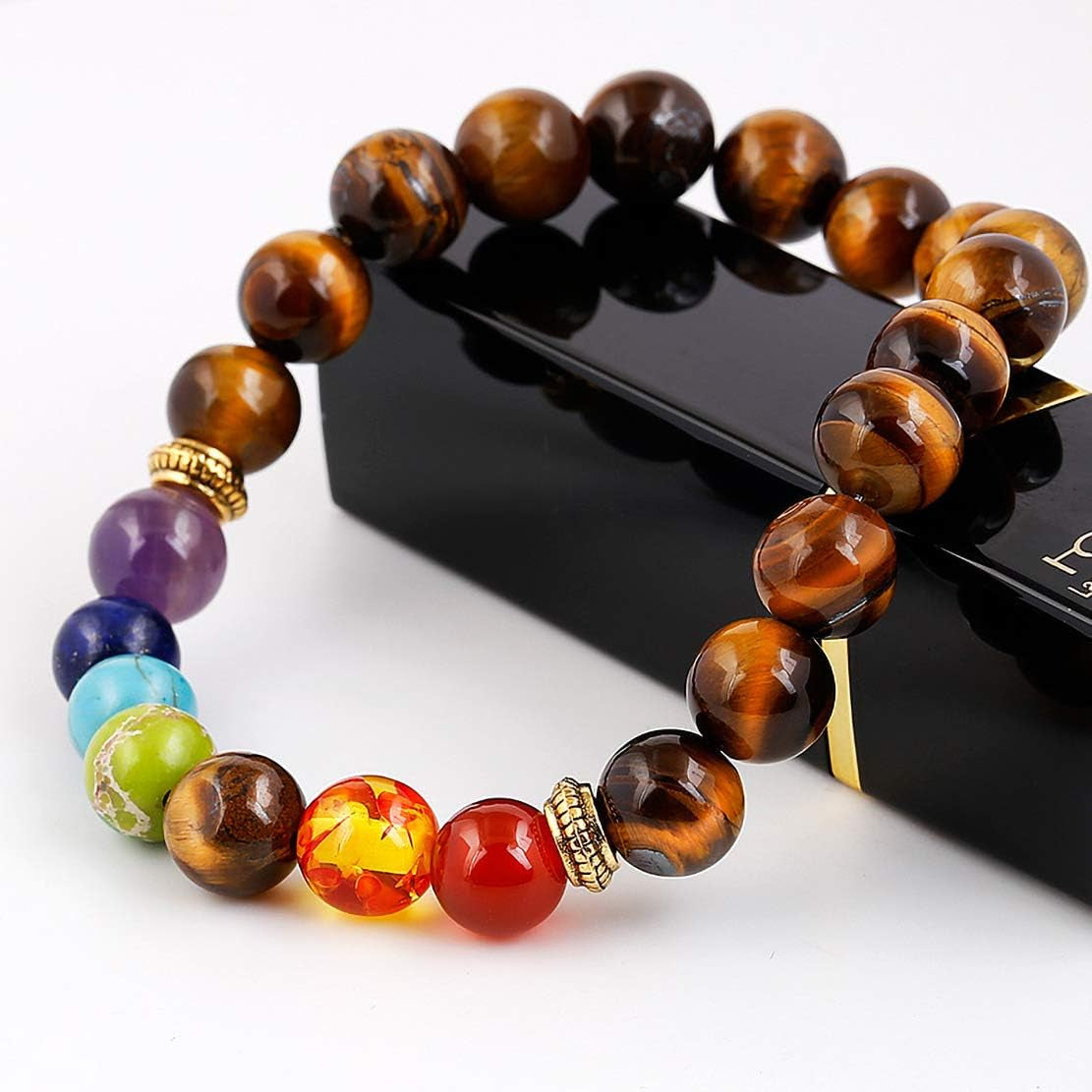 2-14 Pcs Men Women 8Mm Lava Rock 7 Chakra Aromatherapy Essential Oil Diffuser Bracelet Elastic Natural Stone Yoga Beads Bracelet 2C