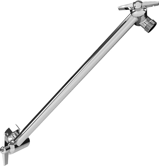 11" Solid Brass Shower Head Extension Arm - Flexible Height & Angle Adjustable Shower Arm Extension for Rain Showerheads with Sturdy Lock - Universal Pipe Connection (Luxury Polished Chrome)