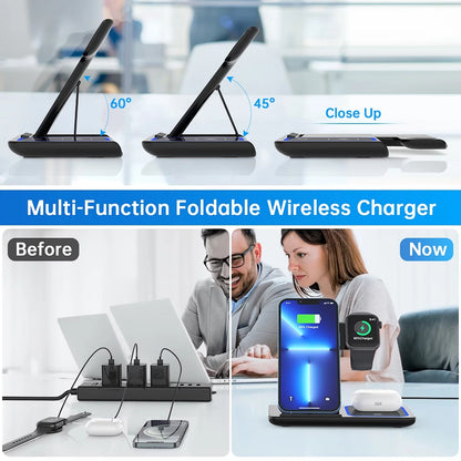 Wireless Charger,  18W Fast Iphone Charging Station Compatible with Iphone 16E/15/14/13/12/11/Pro Max/Plus, 3 in 1 Wireless Charging Stand for Iwatch SE 10/9/8/7/6/5/4/3, Airpods Pro/3/2