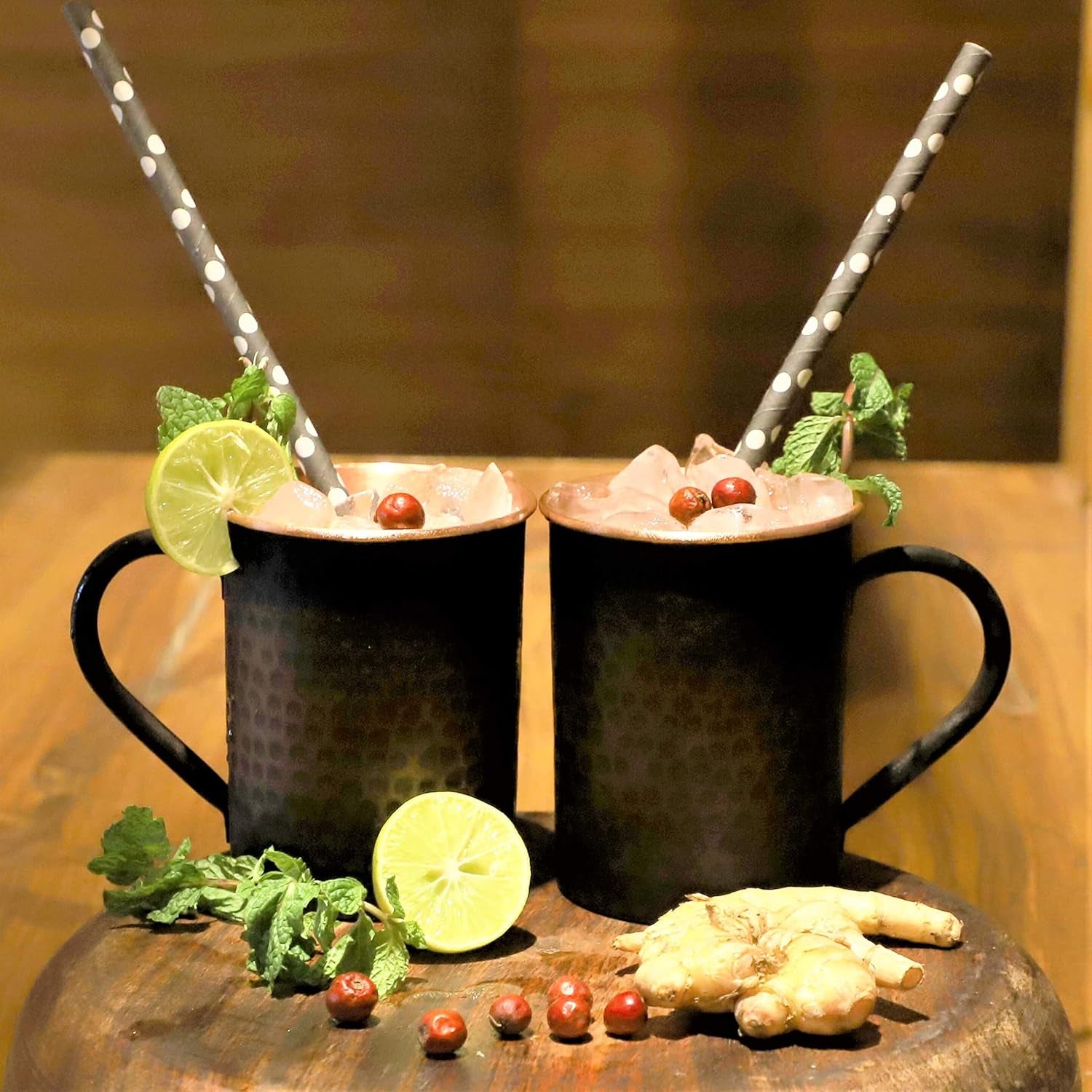 16 Oz Moscow Mule Mugs - Genuine Copper Cups for Drinking Water Gifts for Him Her on Anniversary - Hammered Real Solid Copper Cup Mug Set of 2