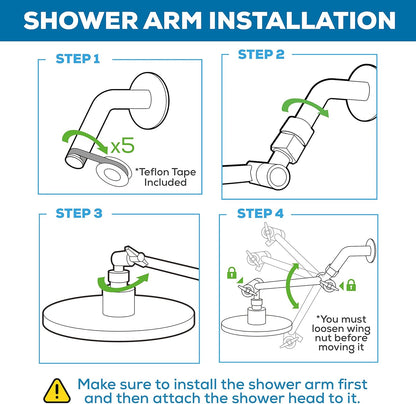 11" Solid Brass Shower Head Extension Arm - Flexible Height & Angle Adjustable Shower Arm Extension for Rain Showerheads with Sturdy Lock - Universal Pipe Connection (Luxury Polished Chrome)