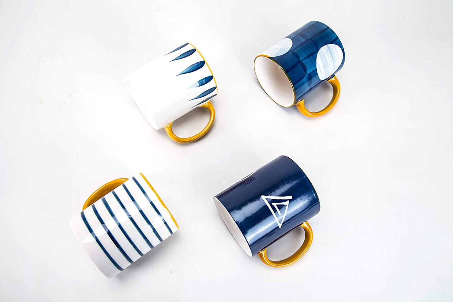 Porcelain Mugs Pack of 4 - Creative Abstract Shape Art Design Mugs - Coffee Mugs Tea Mugs (Mug Set of 4)