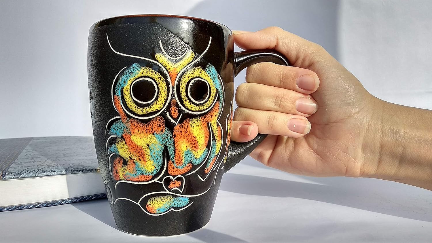 Pottery Coffee Mug Owl 13.3 Fl Oz