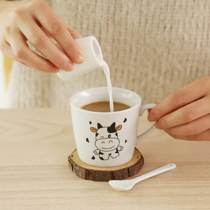 U|R Coffee Cups Coffee Mugs Cappuccino Mug Espresso Mugs Animal Cartoon Ceramic Coffee Mug Espresso Mugs（Set of 4 4-5Ounces (Cow)