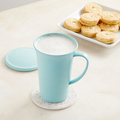 6 Pack Wheat Straw Mugs with Handles, Lids, Unbreakable Coffee Cups, Microwave and Dishwasher Safe (3 Colors, 15 Oz)