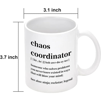 Chaos Coordinator Mugs Gifts, Office Coordinator Mugs, Office Gifts for Coworkers, Boss Mugs, Christmas Birthday Gifts, White 11 Fl Oz Coffee Mugs Ceramic Mugs