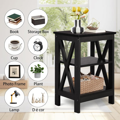 Modern Nightstands X-Design Side End Table Night Stand with Storage Shelf for Bedroom,Living Room,