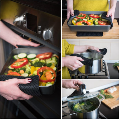 Silicone Pot Holders and Trivet Mats Heat Resistant to 440°F to Protect Your Table and Countertop Contains 4 Pieces Squared