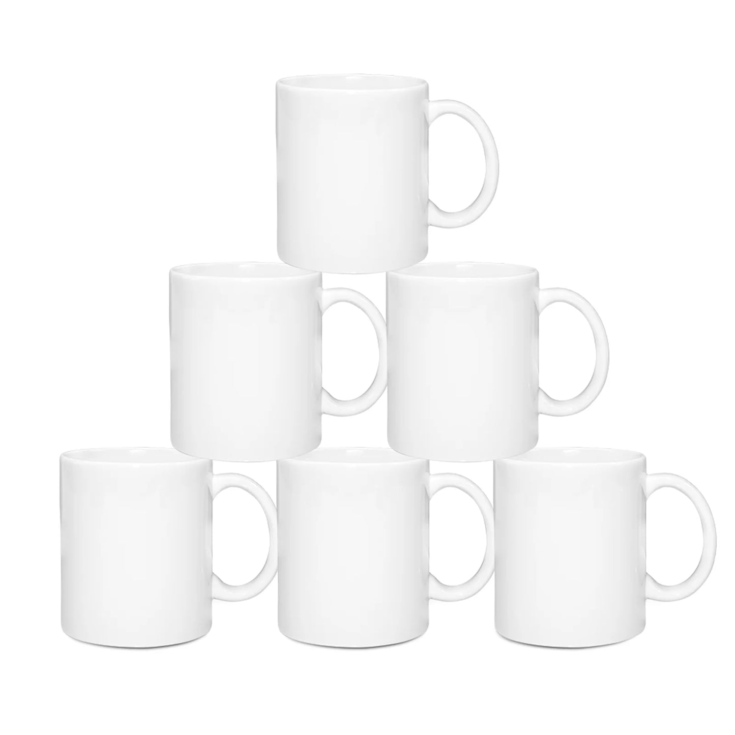 11Oz Set of 6 Sublimation Blanks Dishwasher White Ceramic Coffee Mugs 11Oz Blank Ceramic Classic Drinking Cup Mug for Milk Tea Cola Water