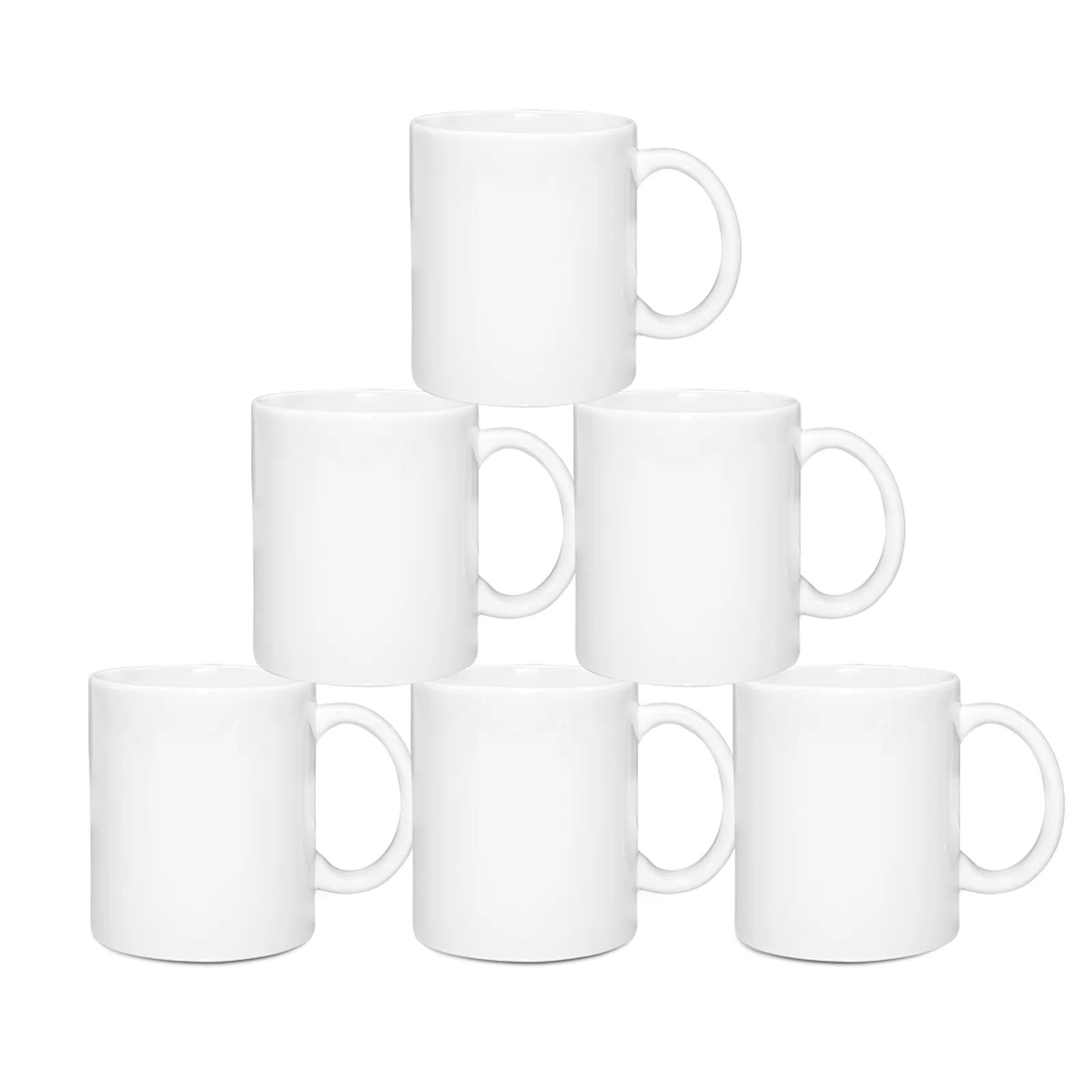 11Oz Set of 6 Sublimation Blanks Dishwasher White Ceramic Coffee Mugs 11Oz Blank Ceramic Classic Drinking Cup Mug for Milk Tea Cola Water