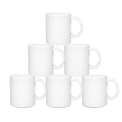 11Oz Set of 6 Sublimation Blanks Dishwasher White Ceramic Coffee Mugs 11Oz Blank Ceramic Classic Drinking Cup Mug for Milk Tea Cola Water