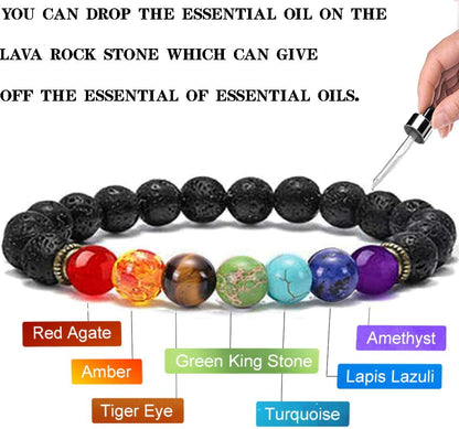 2-14 Pcs Men Women 8Mm Lava Rock 7 Chakra Aromatherapy Essential Oil Diffuser Bracelet Elastic Natural Stone Yoga Beads Bracelet 2C