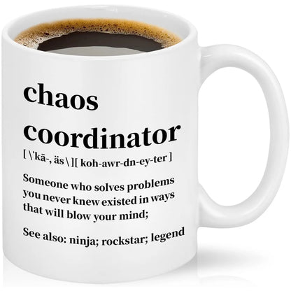 Chaos Coordinator Mugs Gifts, Office Coordinator Mugs, Office Gifts for Coworkers, Boss Mugs, Christmas Birthday Gifts, White 11 Fl Oz Coffee Mugs Ceramic Mugs