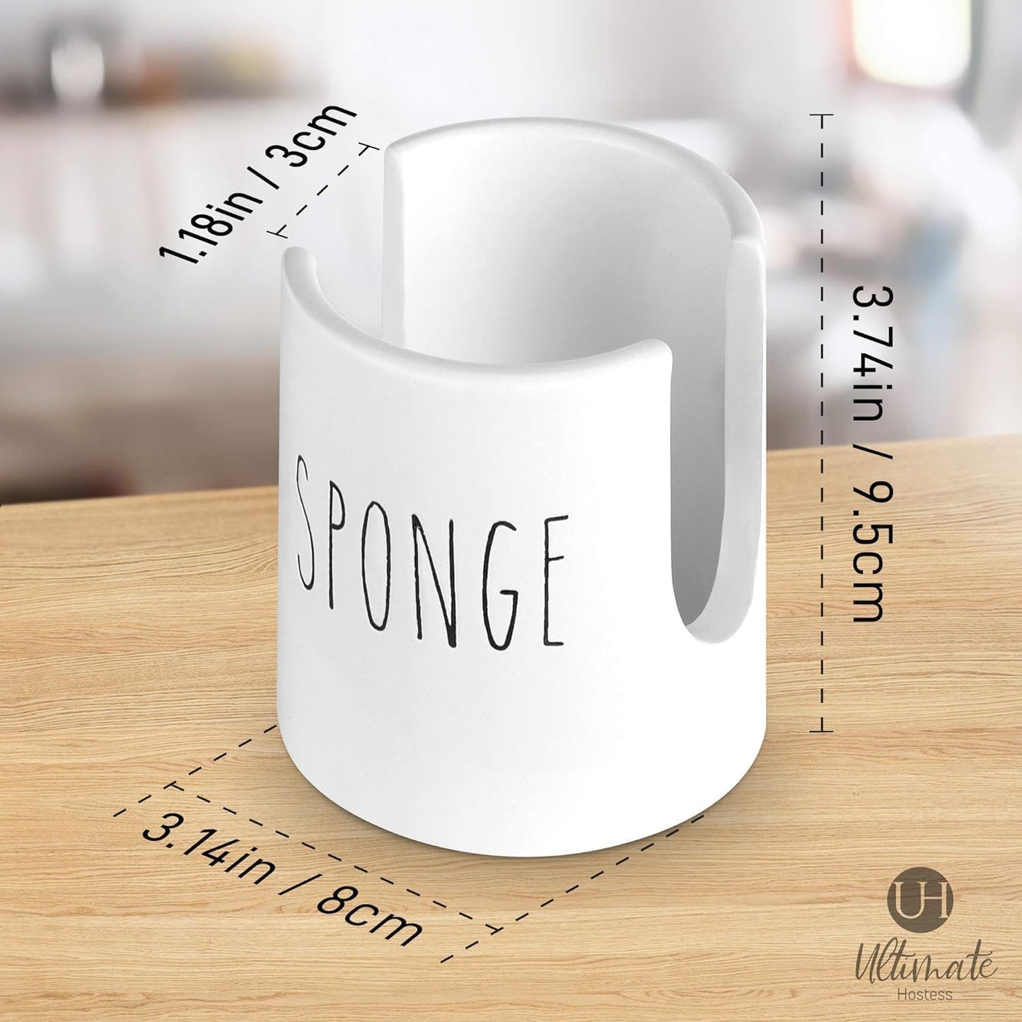 Ceramic Sponge Holder for Kitchen Sink – White Sink Caddy Organizer – Farmhouse Kitchen Sponge Holder – Cute Ceramic Sponge Rest for Countertop