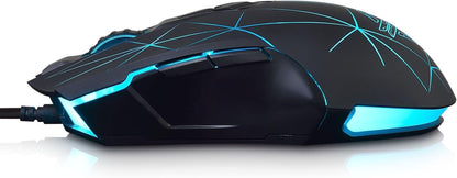 AJ52 Watcher RGB Gaming Mouse, Programmable 7 Buttons, Ergonomic LED Backlit USB Gamer Mice Computer Laptop PC, for Windows Mac OS Linux, Star Black