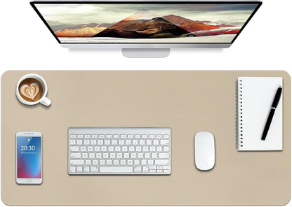 Leather Desk Pad Protector,Non-Slip Mouse Pad,Laptop Desk Pad,Office Mouse Mat,Waterproof Leather Desk Blotter,Desk Writing Pad for Office and Home (M-Beige,30"X14")