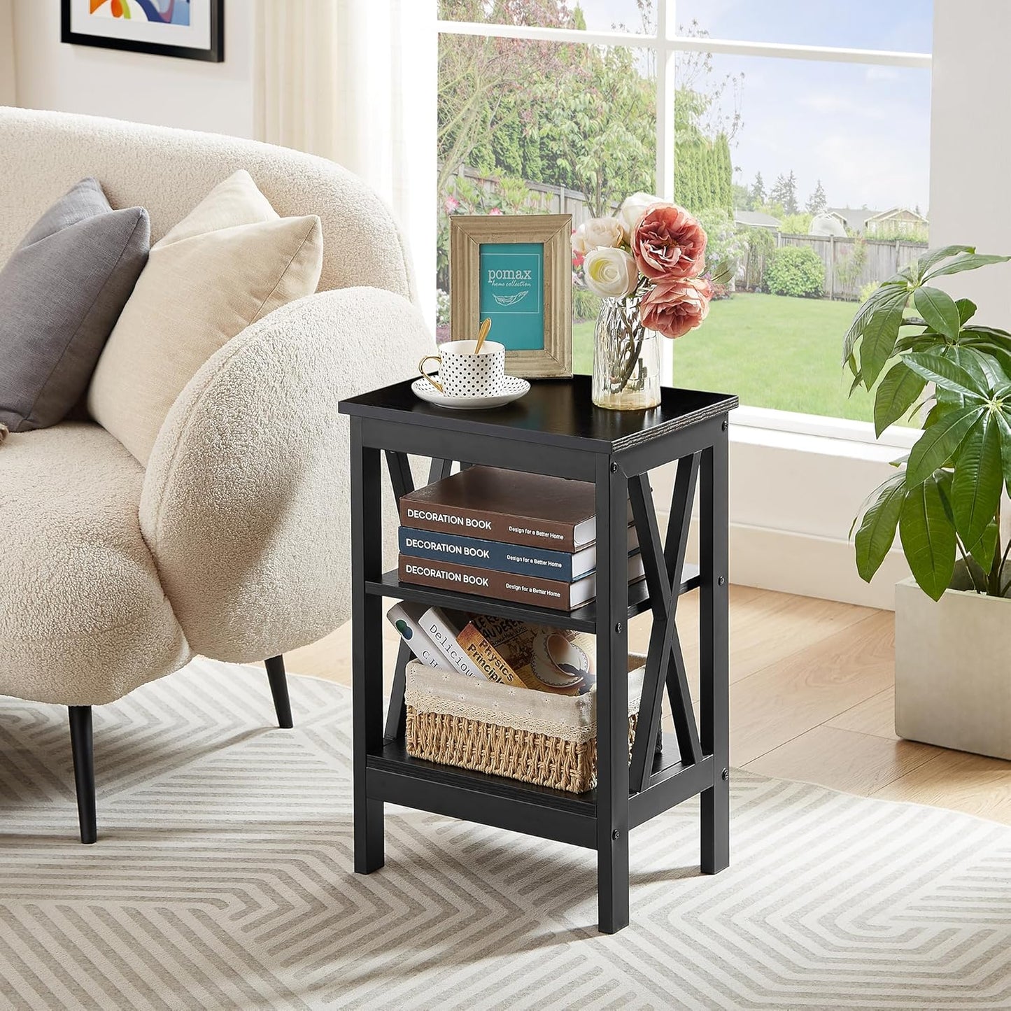 Modern Nightstands X-Design Side End Table Night Stand with Storage Shelf for Bedroom,Living Room,