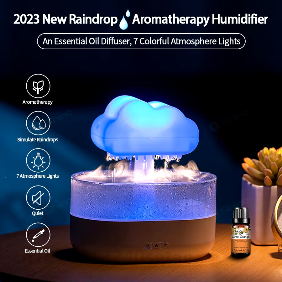 2023 Rain Cloud Humidifier Raindrop Humidifier H2O Air Humidifier, Aroma Diffuser Essential Oil Aromatherapy Diffuser for Home