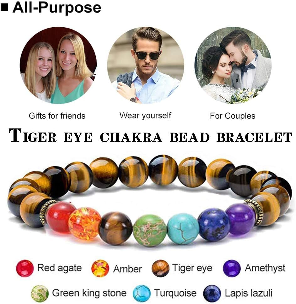 2-14 Pcs Men Women 8Mm Lava Rock 7 Chakra Aromatherapy Essential Oil Diffuser Bracelet Elastic Natural Stone Yoga Beads Bracelet 2C