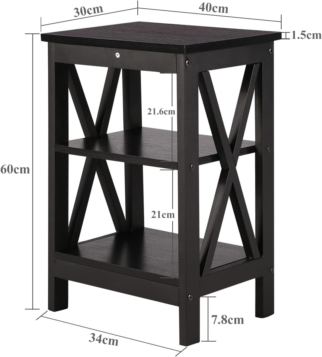 Modern Nightstands X-Design Side End Table Night Stand with Storage Shelf for Bedroom,Living Room,