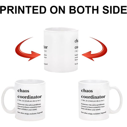 Chaos Coordinator Mugs Gifts, Office Coordinator Mugs, Office Gifts for Coworkers, Boss Mugs, Christmas Birthday Gifts, White 11 Fl Oz Coffee Mugs Ceramic Mugs
